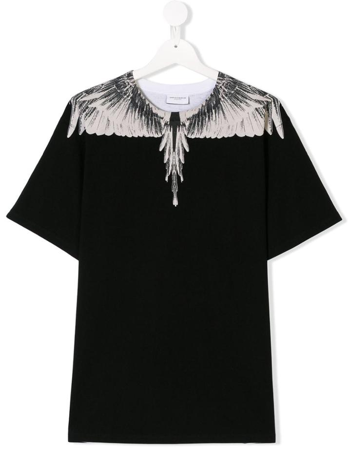 Marcelo Burlon County Of Milan Kids Teen Feather Print T-shirt - Black