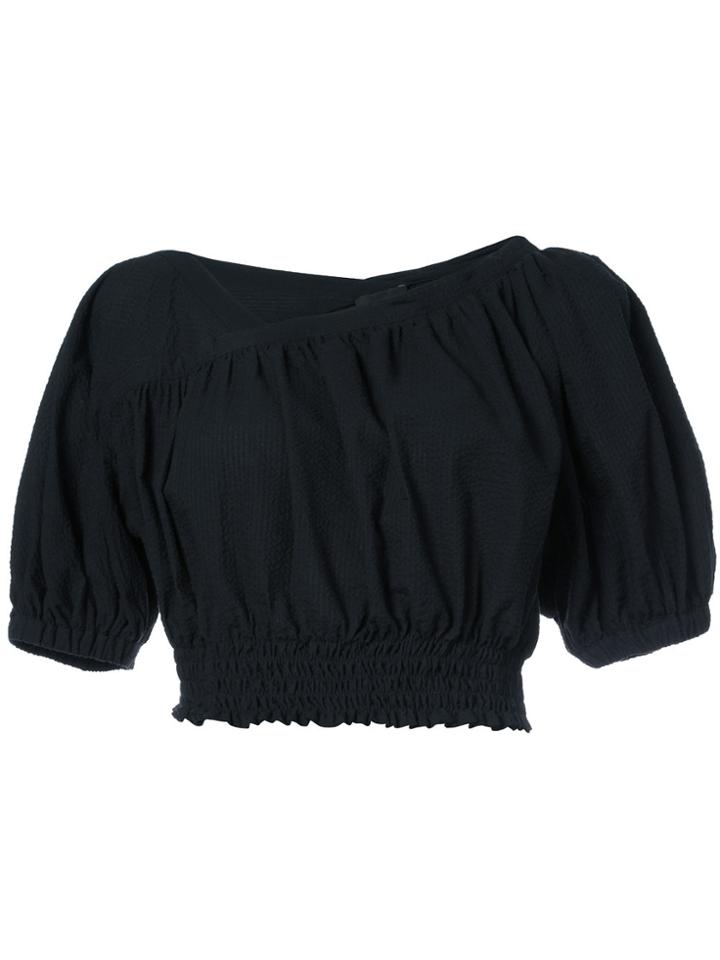 Rachel Comey Cropped Gathered Hem Blouse - Black