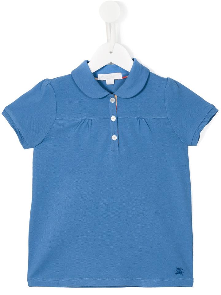 Burberry Kids Peter Pan Collar Polo Shirt, Girl's, Size: 7 Yrs, Blue