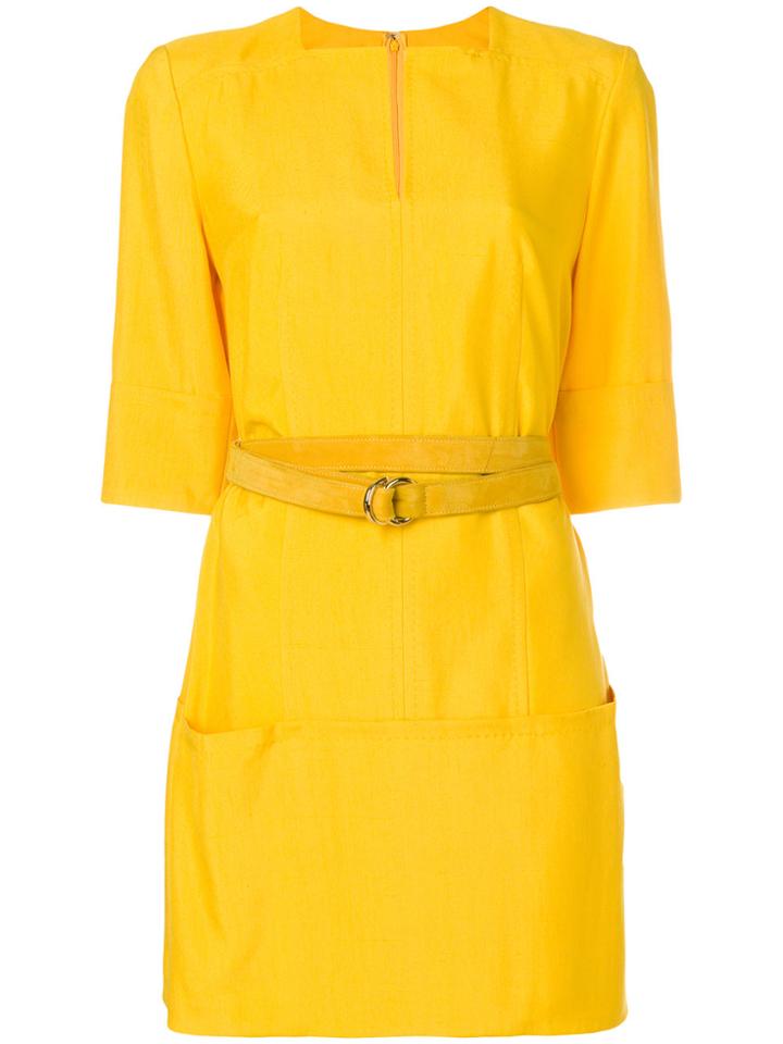 Talbot Runhof Belted Long Blouse - Yellow & Orange