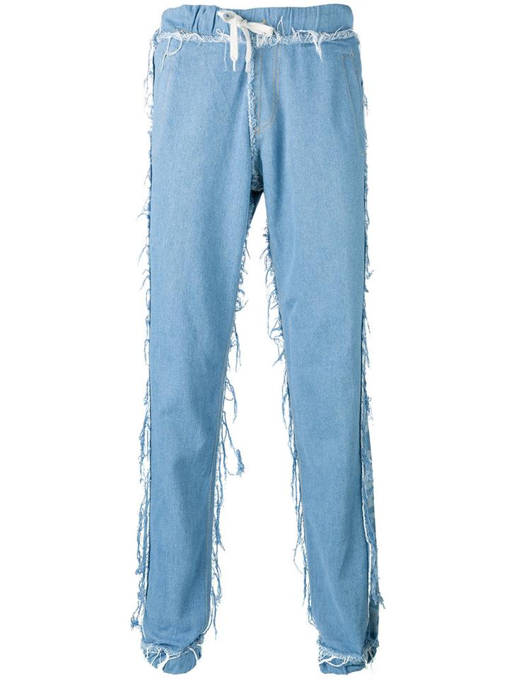 Andrea Crews Loose-fit Frayed Jeans, Men's, Size: Medium, Blue, Cotton