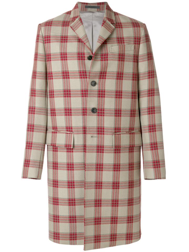 Valentino Checked Single Breasted Coat - Nude & Neutrals