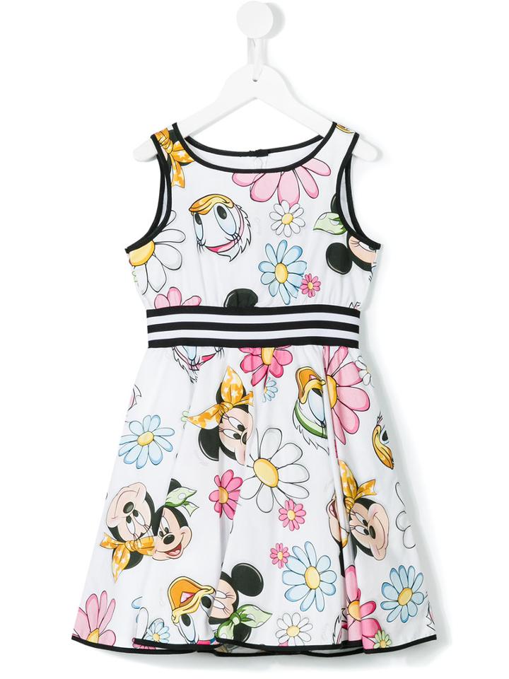 Monnalisa - Disney Floral Print Dress - Kids - Cotton/polyamide - 2 Yrs, White