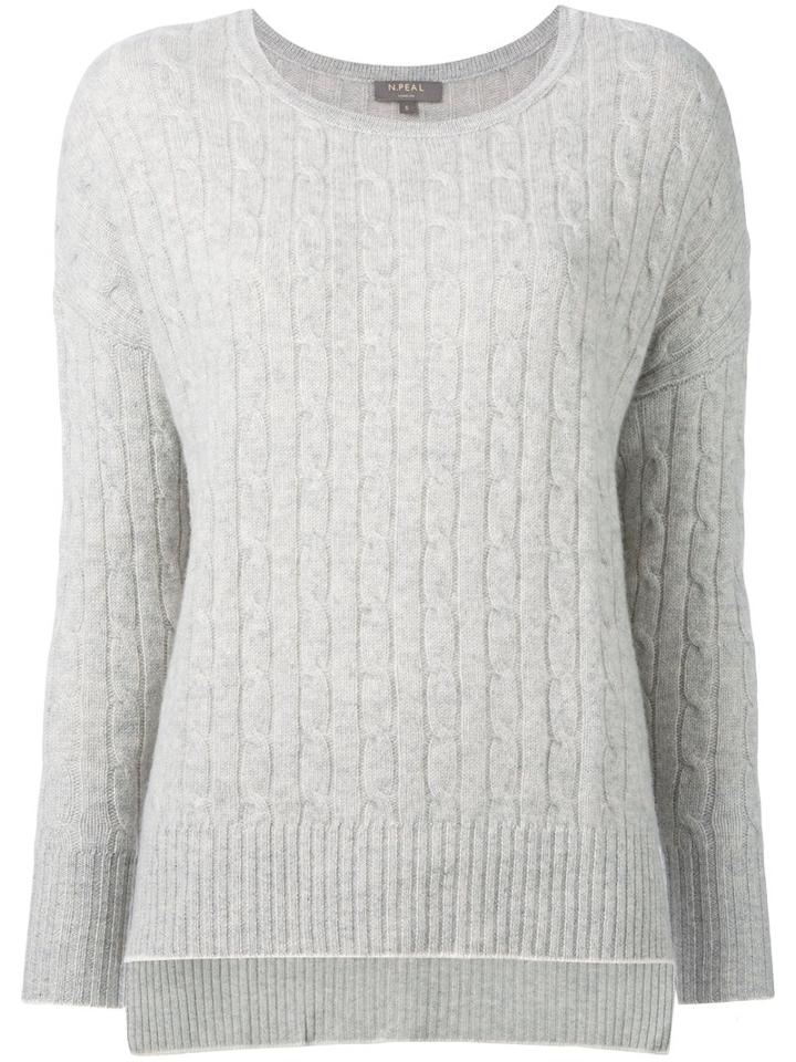 N.peal - Cashmere Oversize Box Cable Jumper - Women - Cashmere - M, Grey, Cashmere