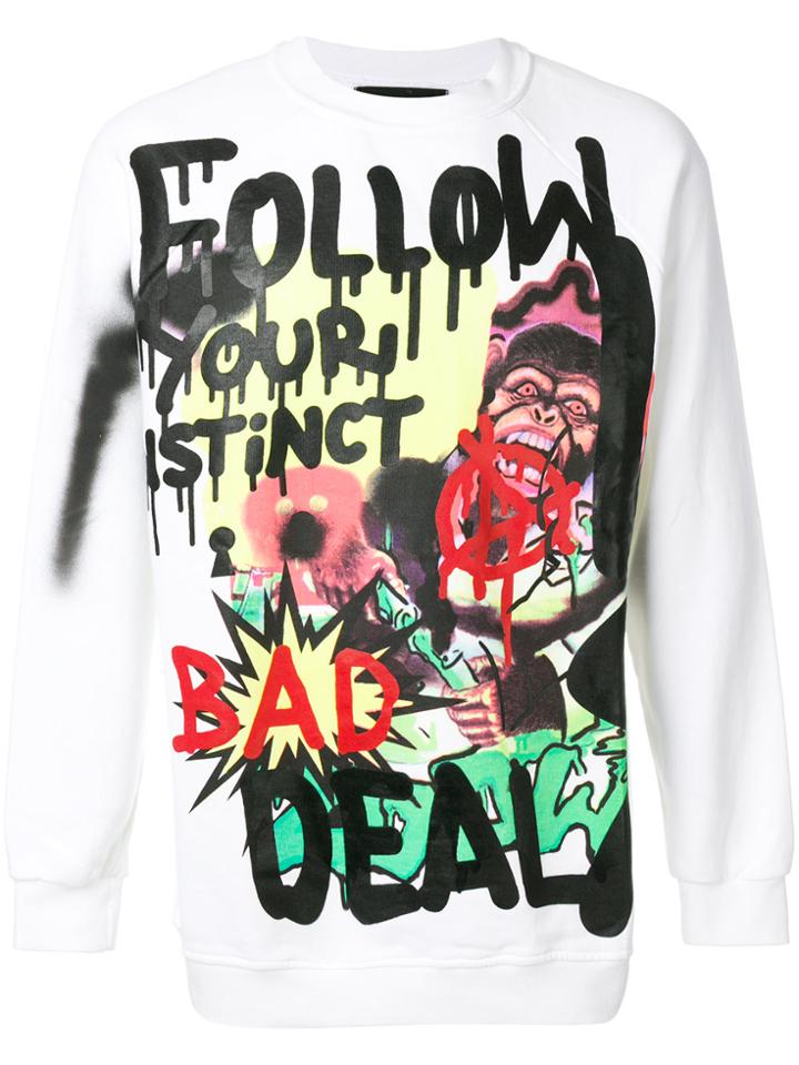 Bad Deal Graffiti Print Sweatshirt - White