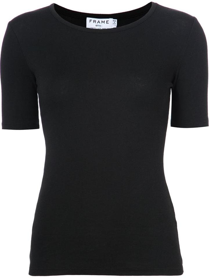 Frame Denim Fitted T-shirt, Women's, Size: Small, Black, Cotton/spandex/elastane