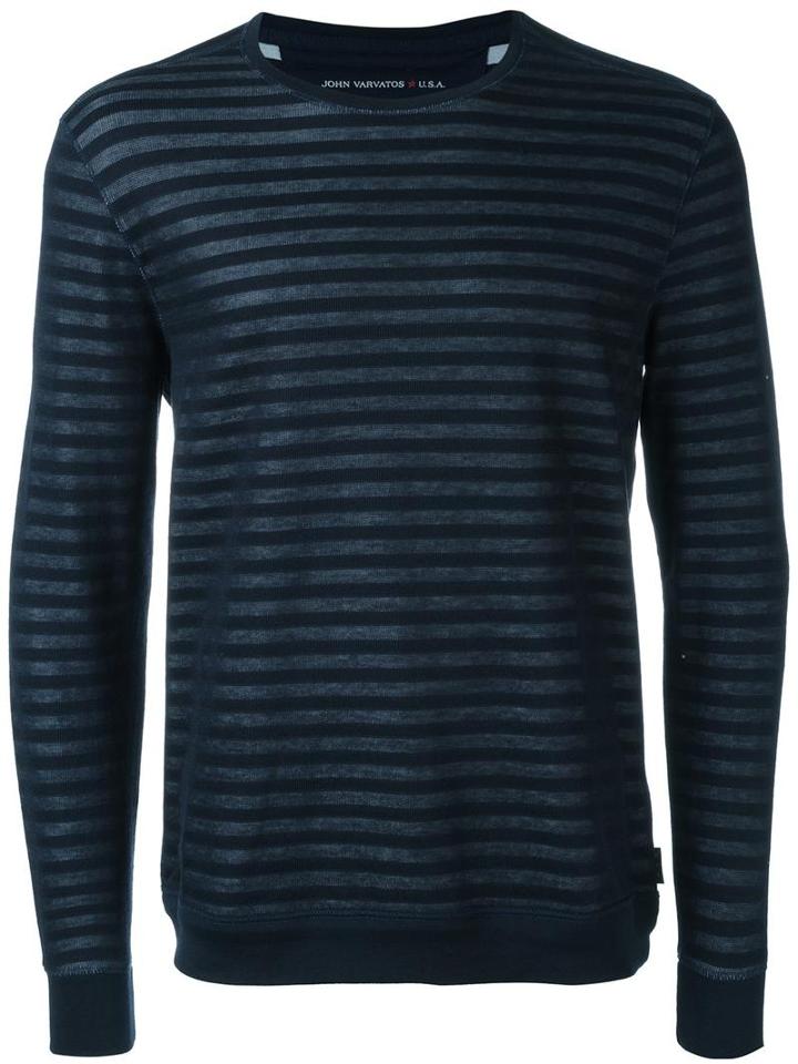 John Varvatos Striped Sweater, Men's, Size: Medium, Blue, Cotton