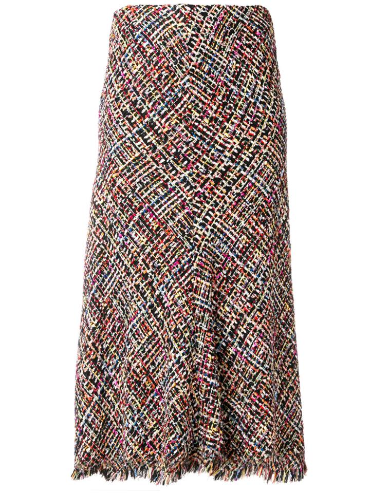 Alexander Mcqueen Tweed Fluted Midi Skirt - Multicolour