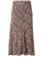 Alexander Mcqueen Tweed Fluted Midi Skirt - Multicolour