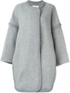 Chloé Contrast Trim Coat, Women's, Size: 36, Grey, Cotton/polyamide/viscose/virgin Wool