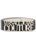 Versace Jeans Couture Logo Embellished Belt - Black