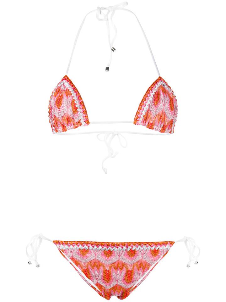 Missoni - Knitted Geometric Pattern Bikini - Women - Nylon/polyester/spandex/elastane/viscose - 38, Yellow/orange, Nylon/polyester/spandex/elastane/viscose