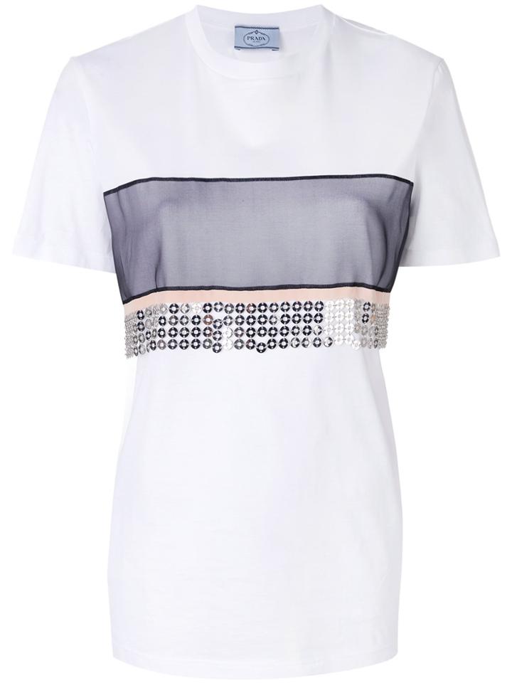 Prada Chainmail Trim T-shirt - White