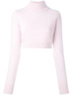 Balmain Cropped Roll Neck Jumper, Women's, Size: 38, Pink/purple, Angora/wool/nylon