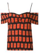 Amir Slama Off Shoulder Printed Blouse - Black