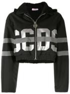 Gcds Metallic Logo Cropped Jacket - Black