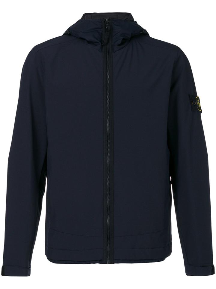 Stone Island - Zip Up Waterproof Jacket - Men - Cotton/polyamide/polyester/resin - Xl, Blue, Cotton/polyamide/polyester/resin