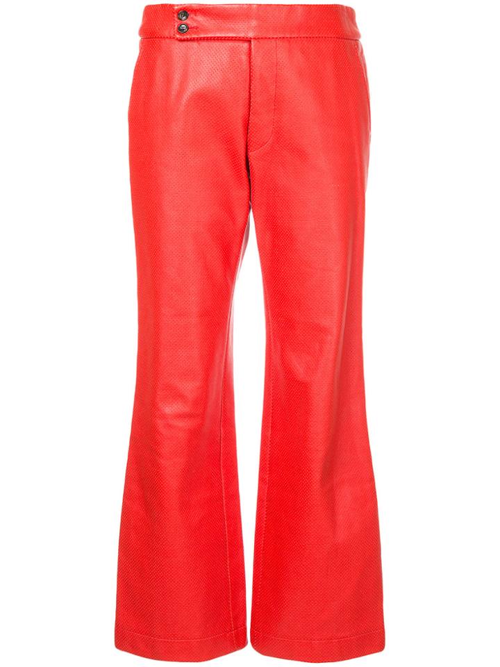 Comme Des Garçons Vintage Perforated Cropped Trousers - Red