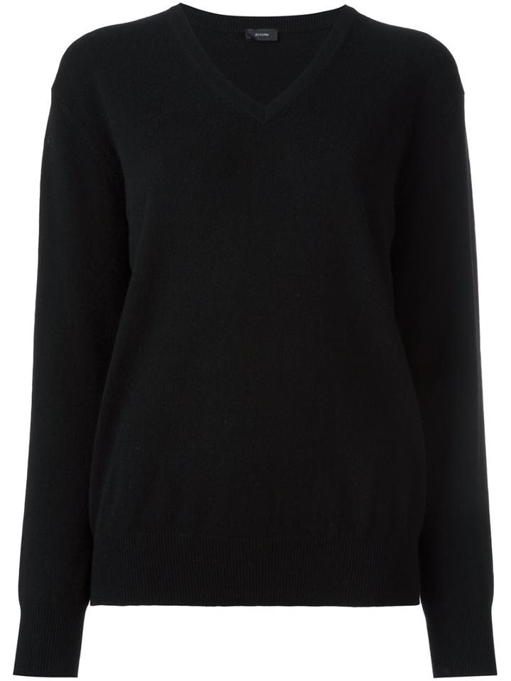 Joseph V-neck Jumper, Women's, Size: Medium, Black, Cashmere