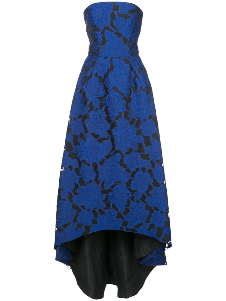 Oscar De La Renta Embroidered Brocade High-low Gown - Blue