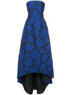 Oscar De La Renta Embroidered Brocade High-low Gown - Blue