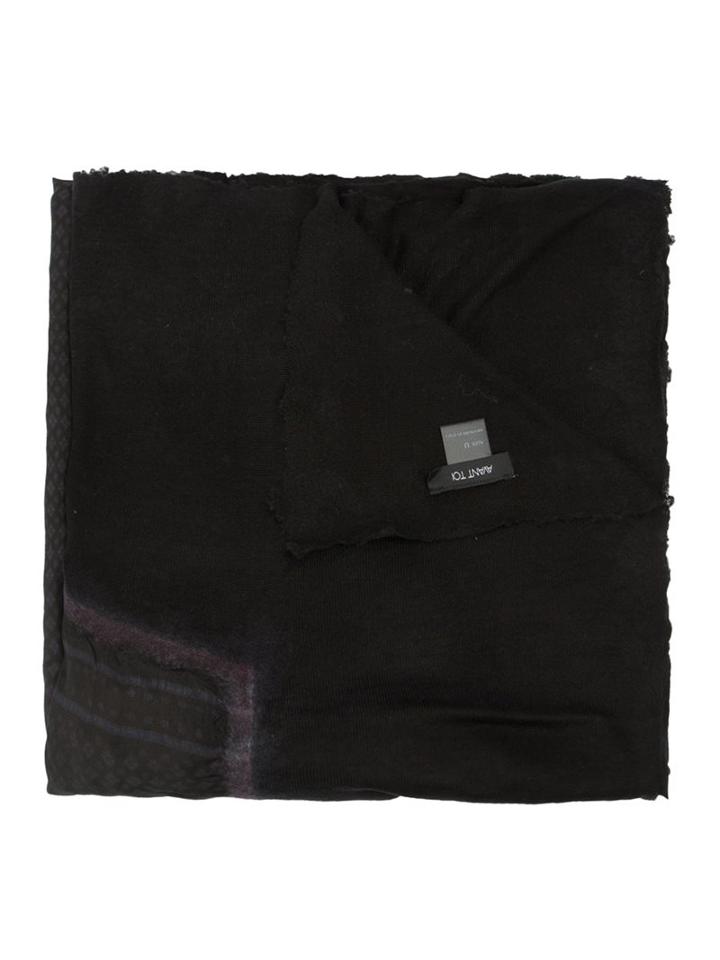 Avant Toi Printed Frayed Scarf, Women's, Black, Silk/cashmere