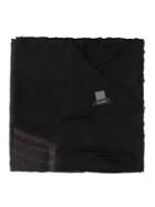 Avant Toi Printed Frayed Scarf, Women's, Black, Silk/cashmere