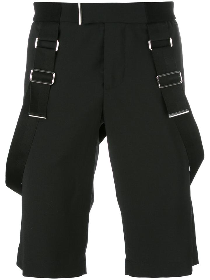 Les Hommes Braces Detail Shorts, Men's, Size: 50, Black, Polyester/virgin Wool/spandex/elastane/nylon