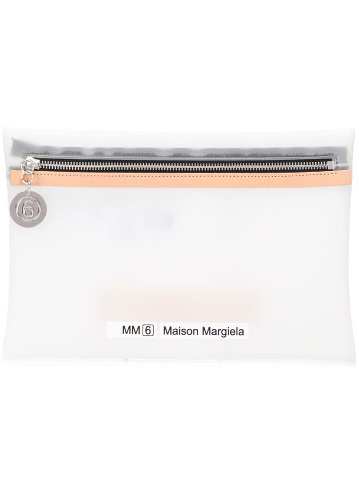 Mm6 Maison Margiela Sheer Logo Make Up Bag - White