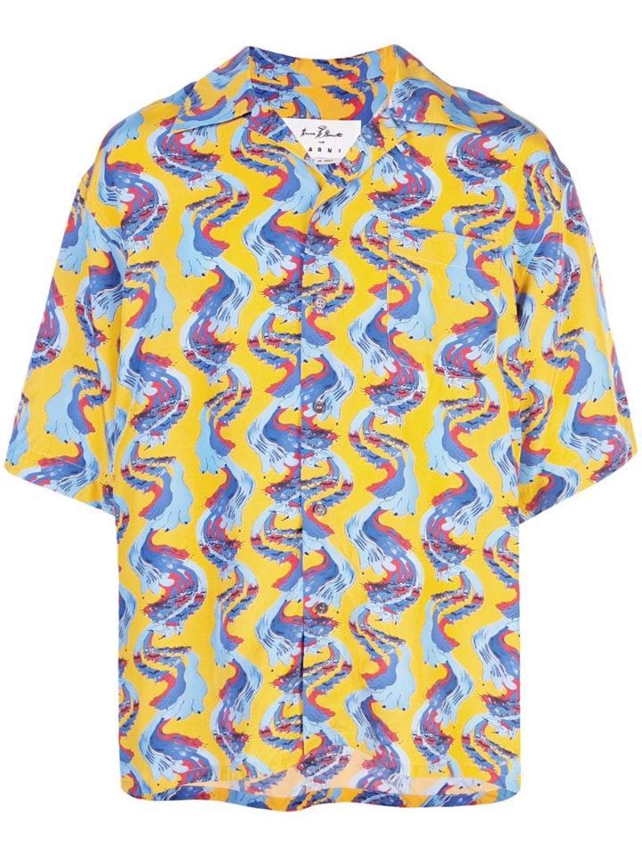 Marni Car Print Oversized Shirt - Yellow