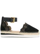 See By Chloé Scalloped Buckled Espadrilles - Black