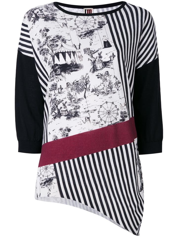 I'm Isola Marras - Patterned Asymmetric Jumper - Women - Cotton - L, Black, Cotton