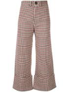 Sea Check-print Cropped Trousers - Blue