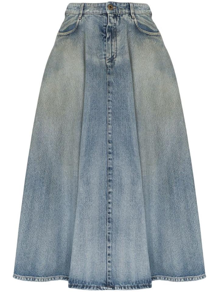 Miu Miu A -line Denim Midi Skirt - Blue