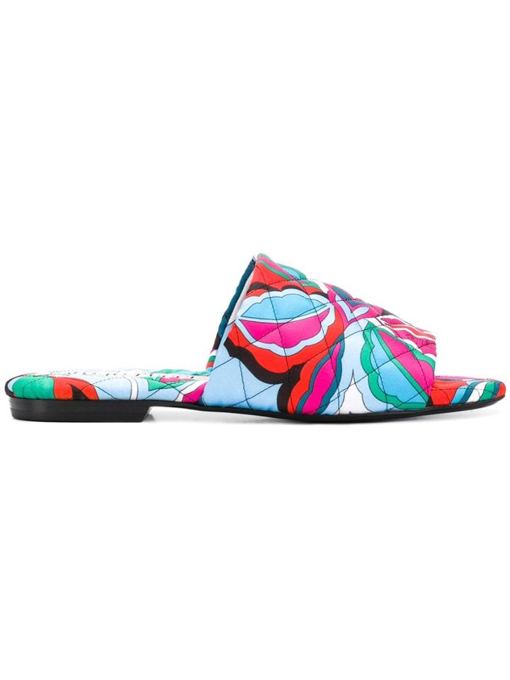 Emilio Pucci Mirage Print Flat Mules - Blue