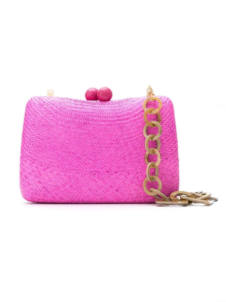 Serpui - Woven Straw Clutch - Women - Straw - One Size, Pink/purple, Straw