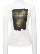 Loewe Sheer Printed Top, Women's, Size: Small, White, Polyamide/cotton/silk