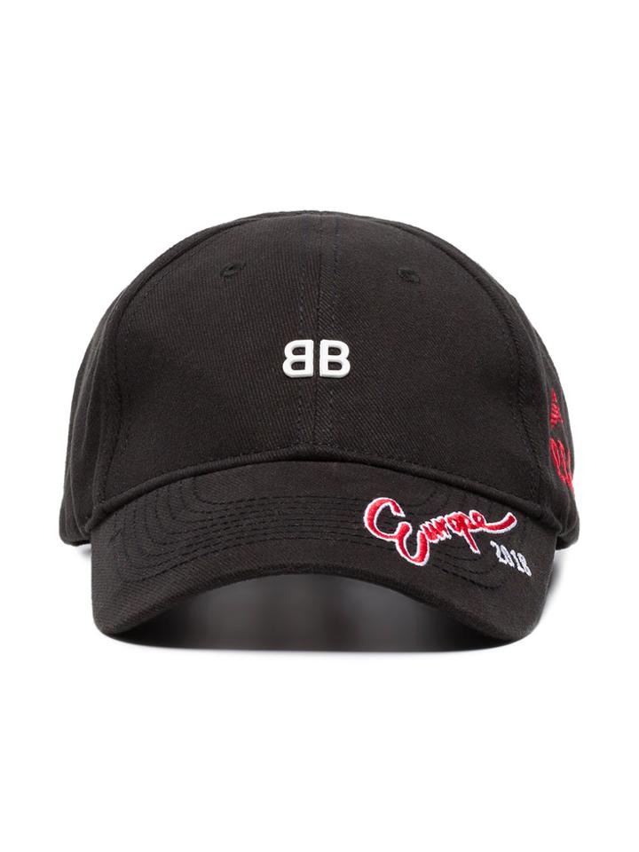 Balenciaga Bb Europe Embroidered Cap - Black