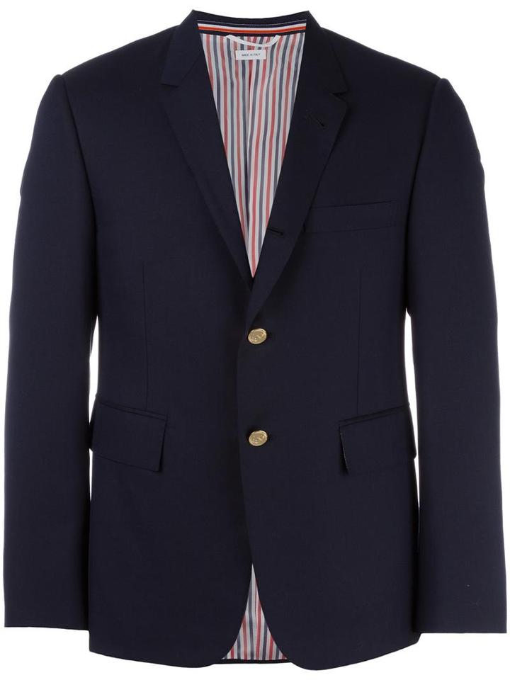 Thom Browne Two Button Blazer, Men's, Size: 3, Blue, Wool/cupro