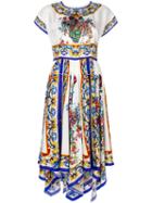 Dolce & Gabbana - Majolica Print Flared Dress - Women - Silk - 42, Silk
