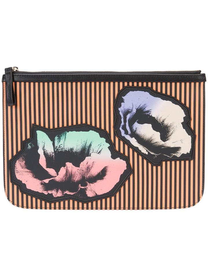Pierre Hardy - Floral Print Clutch - Women - Calf Leather - One Size, Pink, Calf Leather
