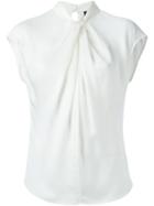 Giorgio Armani Draped Cap-sleeve Blouse, Women's, Size: 40, White, Silk
