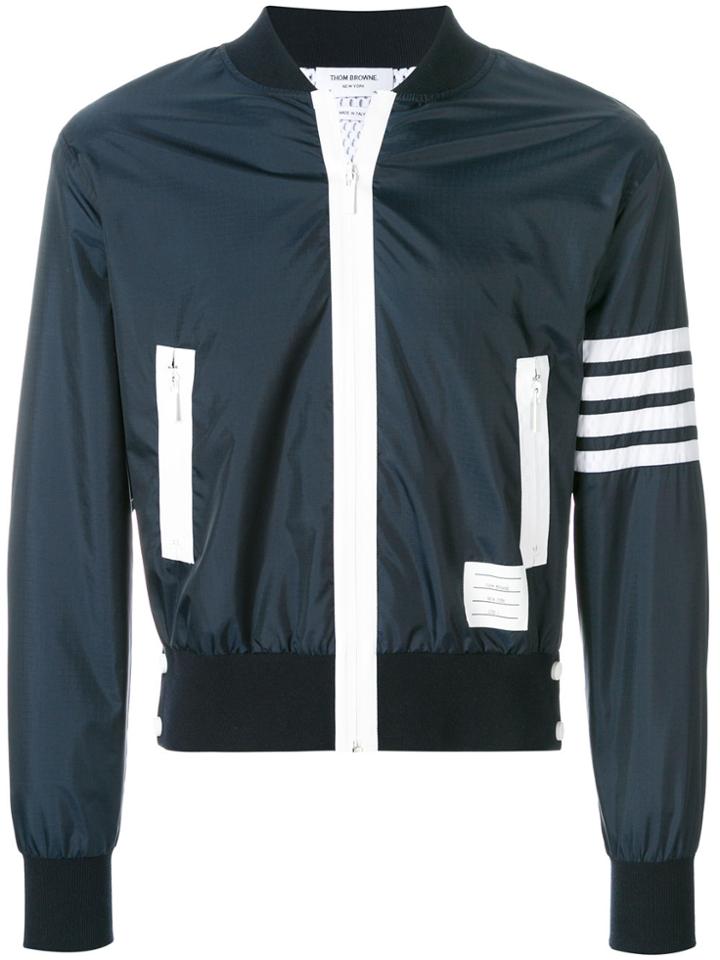 Thom Browne 4-bar Stripe Lightweight Ripstop Bomber - Blue