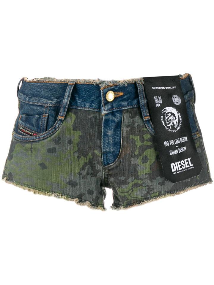 Diesel Camo Short Shorts - Blue