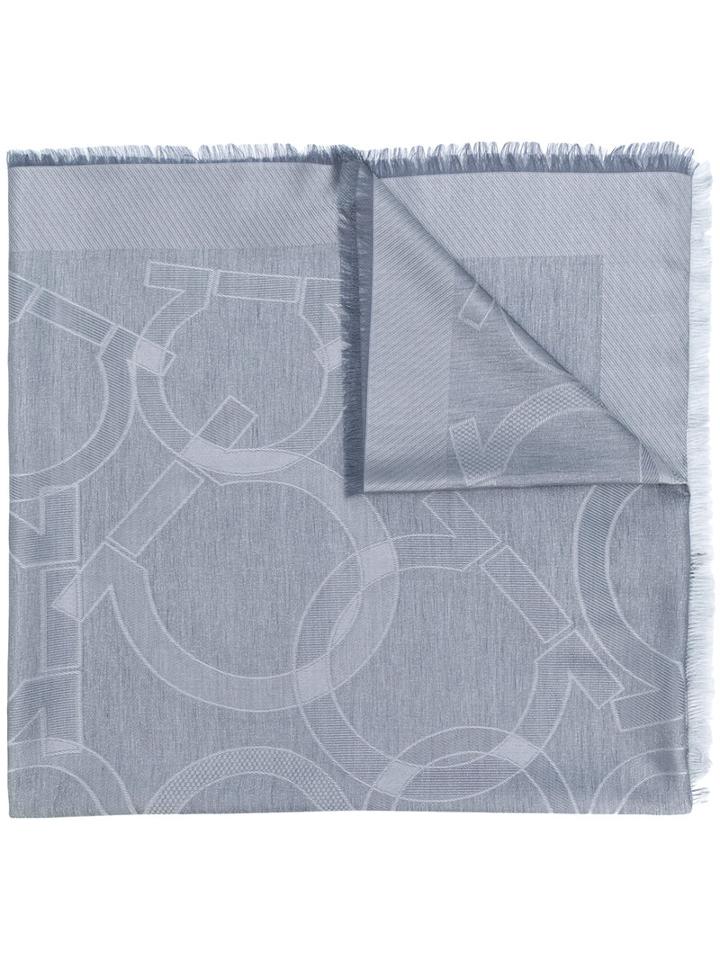 Salvatore Ferragamo - Logo Scarf - Women - Silk/cashmere - One Size, Grey, Silk/cashmere