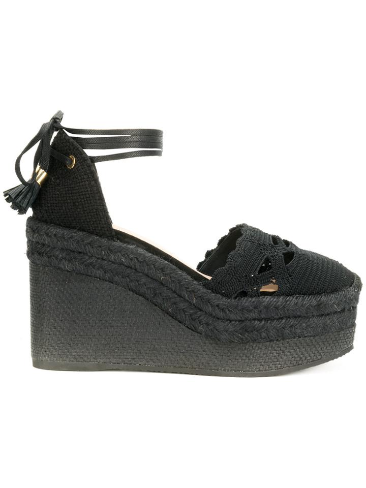 Castañer Iris Crocheted Espadrille Wedges - Black
