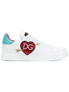 Dolce & Gabbana Appliqué Logo Heart Sneakers - White