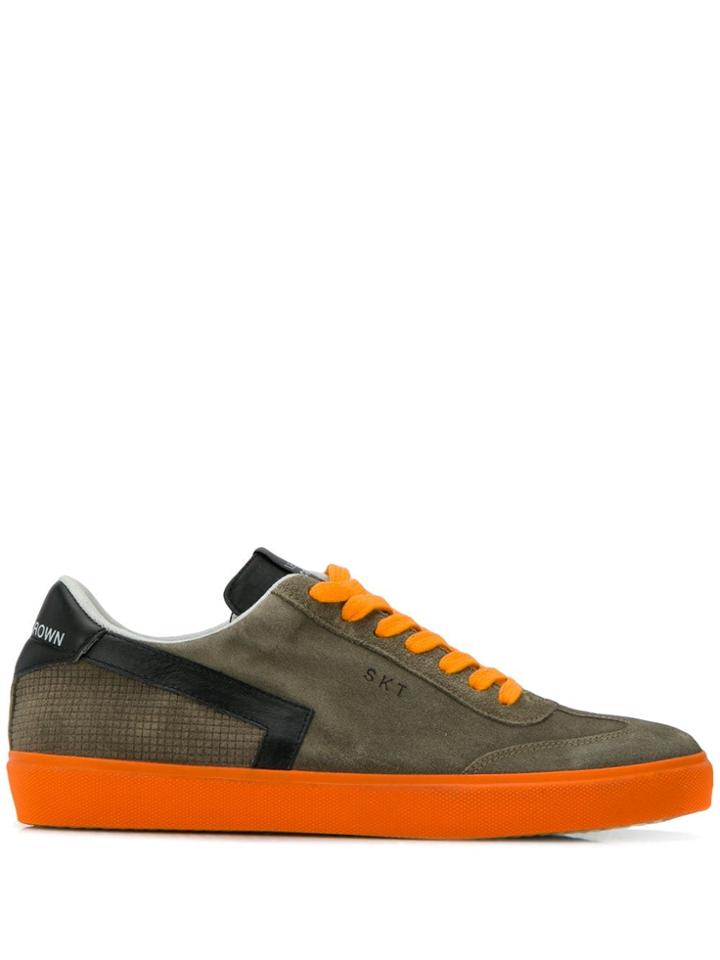 Leather Crown Two Tone Low Top Sneakers - Green