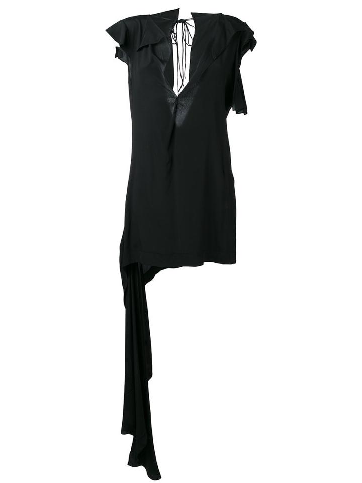 Marni Asymmetric Draped Top, Women's, Size: 42, Black, Silk/acetate