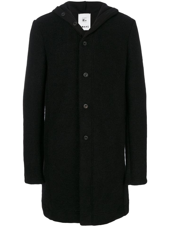 Lost & Found Rooms - Hooded Midi Coat - Men - Cotton/polyester/wool - L, Black, Cotton/polyester/wool